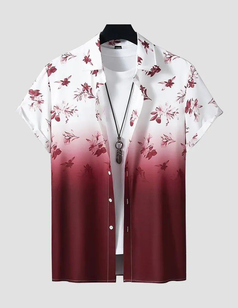 SHADY MAROON AND WHITE COLOR MEN'S PRINTED BEACH