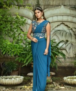 THE52 Embroidered Bollywood Lycra Blend Saree