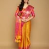Satrani Paisley, Woven, Embellished, Dyed Kanjivaram Silk Blend, Jacquard Saree