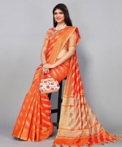 Samah Self Design, Woven, Embellished Kanjivaram Jacquard, Cotton Silk Saree