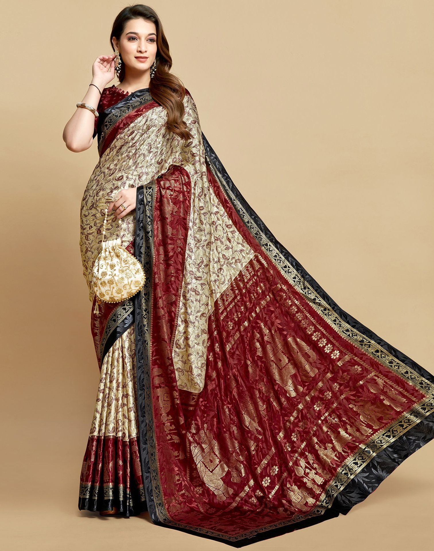 Saree : Leopard print georgette digital printed saree