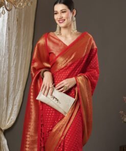 Sareemall Woven, Embellished Kanjivaram Georgette Saree