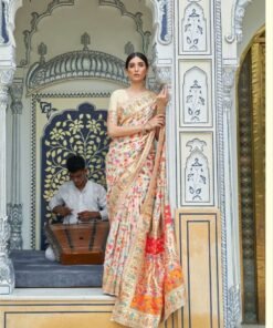 SWORNOF Woven Bollywood Pure Cotton Saree