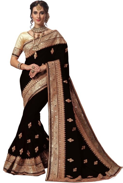 Nivah Fashion Embroidered Bollywood Satin Saree